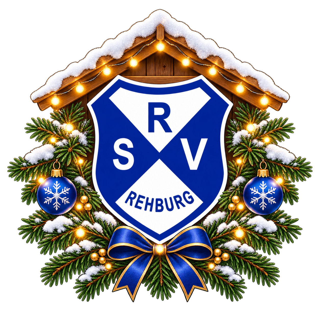Weihnachtliches RSV-Wappen mit Tannenzweigen und Lichtern